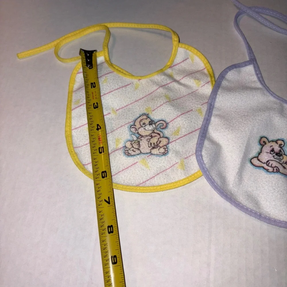 Baby Bibs Set Monkey Lion Terry Cloth Feeding Burp Cloths‎ VTG